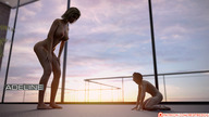 nude large_breasts brunette short_hair mini_giantess shrunken_woman looking_down indoors redfiredog digital_render lfcfan adeline