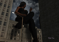 giantess city black_hair long_hair clothed handheld buildings sitting night digital_render innocent-owl