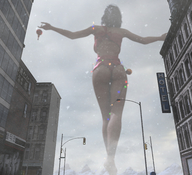 giantess city butt buildings brunette legs walking digital_render innocent-owl