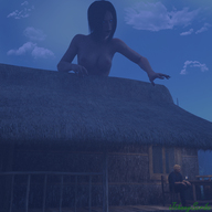breasts giantess reaching houses digital_render johnnyscribe night_sky cryptid