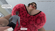 giantess handheld huge_breasts low_angle story shrunken_man looking_up dialogue on_palm butre3004
