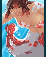 drawing giantess color mermaid underwater red_hair scales looking_at_tiny ayami6