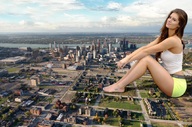 giantess collage landscape city barefoot buildings brunette skyscraper sky aerial_view looking_at_viewer detroit redcoffee1 hannah_stocking