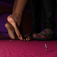 crush feet barefoot foot_crush unaware shrunken_people dark_skin digital_render