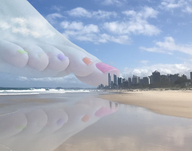 giantess feet giga city beach toes barefoot ocean nail_polish drt3t