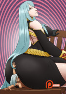 drawing giantess color butt butt_crush sitting shrunken_woman trapped valkyria_chronicles selvaria_bles spokle