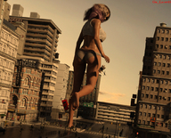 giantess panties city blonde long_hair butt destruction barefoot buildings domination cruel onlookers top dropped digital_render giantess_lover45