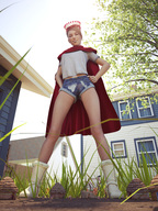 princess boots legs shorts worship shrunken_people point_of_view huts sorenzer0 looking_at_tiny digital_render shrunken_village