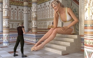 giantess blonde barefoot domination legs floor looking_at_tiny digital_render aaabbbzzz tomb pharaohs_tomb