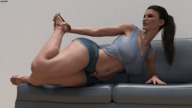 nude feet butt butt_crush brunette domination foot_crush legs underneath pinned floor digital_render amgipi