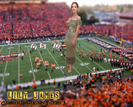 giantess collage brunette stadium dress short_hair football outdoors football_field giantessbuster209 lily_james