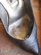 collage high_heels shoes shrunken_man dangle looking_up looking_up_at_viewer marklovefeet