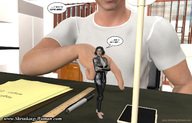 clothed shrunken_woman latex ilayhu desk digital_render