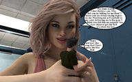 gentle blonde clothed handheld story shrunken_man looking_down manicure top dialogue locker_room gym digital_render aaabbbzzz