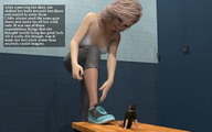 gentle blonde clothed bra shoes story sitting shrunken_man undressing locker_room gym digital_render aaabbbzzz