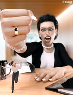 giantess clothed office shrunken_man hand_crush desk fist spawngts imminent_crush digital_render