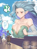 breasts drawing giantess blushing color cleavage ships pointed_ears tiamat granblue_fantasy gran lyria obui