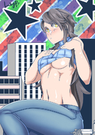 drawing giantess blushing city color brunette stars lucky_b