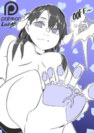 drawing giantess nude horns color barefoot low_angle foot_crush looking_down trapped between_toes lucky_b defeat