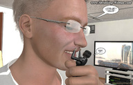 handheld glasses short_hair kissing shrunken_woman digital_render