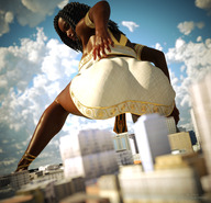 giantess city mega butt skirt dark_skin dreadlocks point_of_view jetslasher digital_render