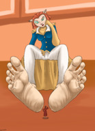drawing feet furry cat anthro color barefoot shrunken_man disney looking_at_tiny giantwaifus captain_amelia delbert_doppler treasure_planet