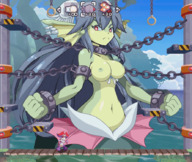 breasts nipples giantess large_breasts long_hair blue_hair topless unknown_artist animation video_game chains dock source_needed green_skin risky_boots giga_mermaid shantae_half-genie_hero