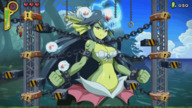 long_hair water purple_hair red_eyes blue_hair mermaid animation video_game platforms chains green_skin shantae electricity giga_mermaid shantae_half-genie_hero