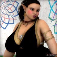 giantess large_breasts princess elf entrapment lipstick voluptuous makeup olympia digital_render ashkiiwolf