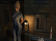 giantess jeans ponytail night lights restaurant