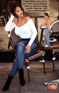 collage brunette table shrunken_man dialogue squeezemeflat implied_sex looking_at_tiny