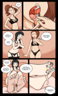 drawing nude comic black_hair brunette underwear foot_play blowjob shrunken_man giantesses footjob jj-psychotic censor