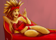 breasts drawing giantess earth giga thighs licking_lips implied_vore skimpy_clothing french_fries titankilla gijinka food_girl sir--raptor