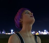 clothed purple_hair short_hair swallowed outdoors throat_bulge digital_render giantessabbie eyes_close