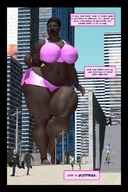 giantess barefoot huge_breasts story walking dark_skin outdoors brothervirgil thick_thighs skimpy_clothing digital_render