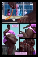 giantess barefoot huge_breasts between_toes dark_skin outdoors thick_thighs skimpy_clothing digital_render
