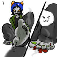 drawing feet color barefoot blood sweat foot_worship foot_crush nail_polish homestuck looking_at_tiny nepeta_leijon sleepycoffin