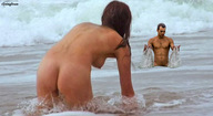 gentle collage nude long_hair butt ocean wet brunette mini_giantess goingdown
