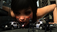 giantess vore tail city vixen large_breasts tongue destruction asian vehicles fox_girl league_of_legends ahri redfiredog digital_render police_officers