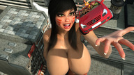giantess tail city vixen large_breasts destruction asian hand vehicles fox_girl league_of_legends ahri redfiredog digital_render
