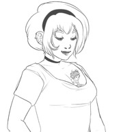 drawing smiling short_hair lesbians looking_down ear_piercing hairband homestuck no_background kanaya_maryam rose_lalonde between_breasts ivori