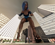 giantess buildings legs reaching skyscraper sky point_of_view street_view boomgts looking_at_tiny digital_render