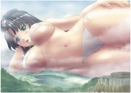 breasts drawing landscape mega eliza lying_down unknown_artist thong navel belly open_mouth hat source_needed