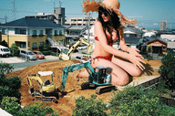 giantess collage buildings asian kneeling hat bikinis construction dirt equipment airraid kyojingirls