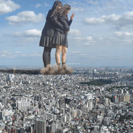 collage city mega destruction buildings asian skyscraper clouds sky airraid kyojingirls