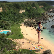 giantess collage beach barefoot water asian legs sand looking_at_people airraid kyojingirls
