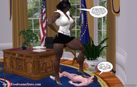 nude high_heels brunette smiling short_hair mini_giantess muscles looking_down dark_skin pinned ilayhu necklace hands_on_hips digital_render