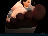 toes barefoot in_shoe unaware shrunken_woman point_of_view raised_foot running_away slippers impending_doom digital_render lexisizestuff kiiiinda innocent-owl