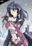 drawing gentle blushing black_hair color shrunken_people super_deformed gamefreakdx looking_at_tinies tales_of_berseria tales_of velvet_crowe