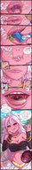 breasts drawing karbo vore blushing color saliva anime red_eyes pink_hair dragon_ball bulma goku inside_stomach licking_lips burp frieza internal_view vegeta kamehameha piccolo slurping krillin android_21 dragon_ball_fighterz stomach_noises